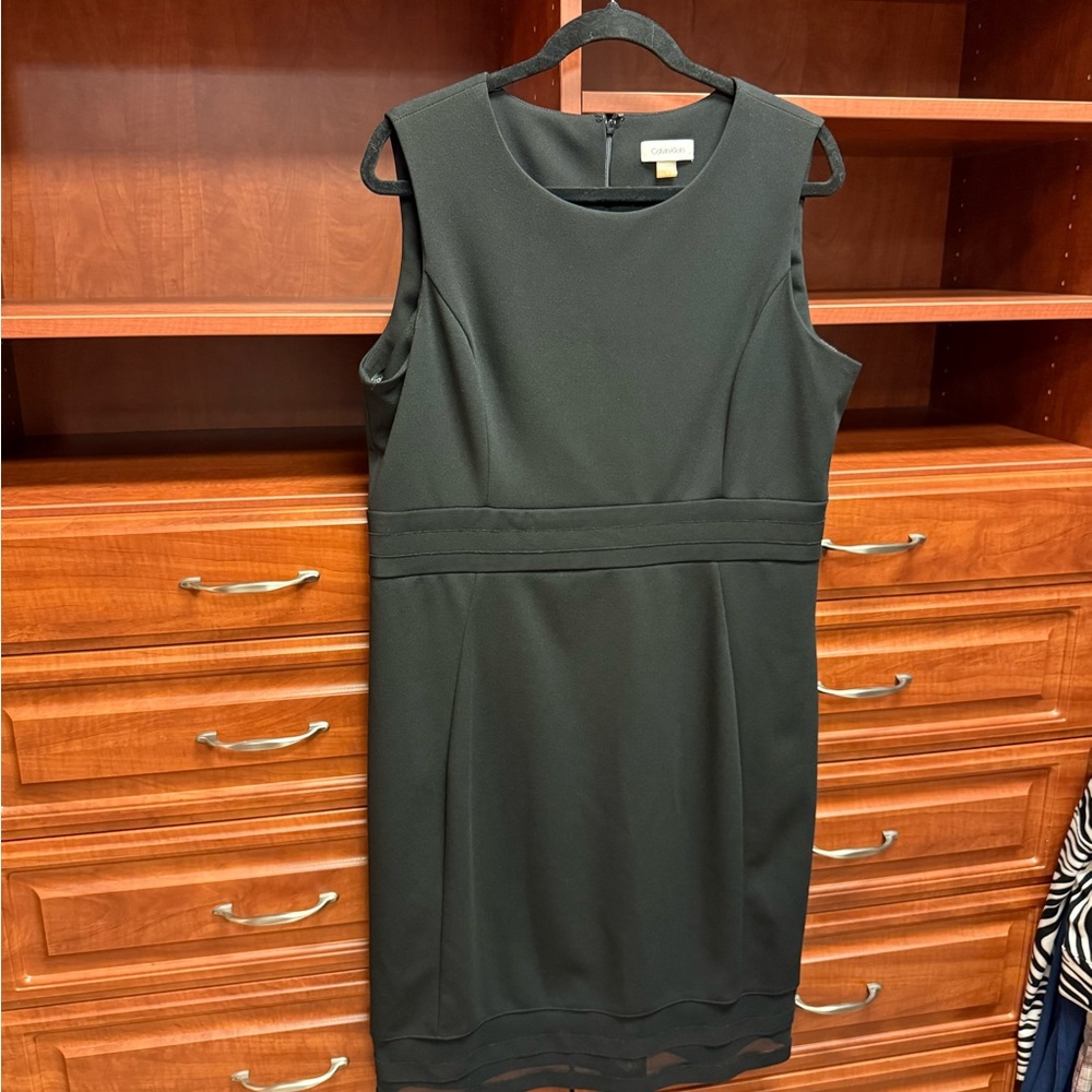Like New Black Calvin Klein Dress w/Sheer Bottom Trim